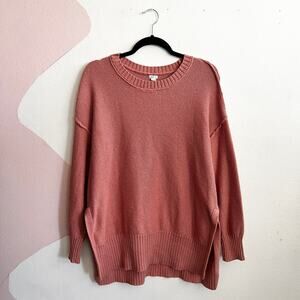 Aerie Pink Crochet Sweater Oversized Cozy Minimalist Preppy‎ Soft Girl Sz XS